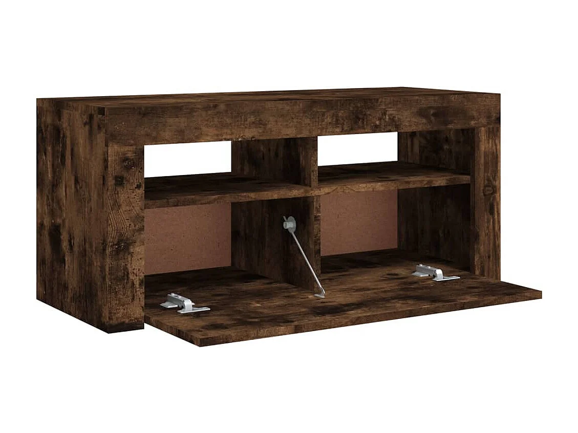 Kristineberg  Meuble TV avec lumières LED Chêne fumé 90x35x40 cm