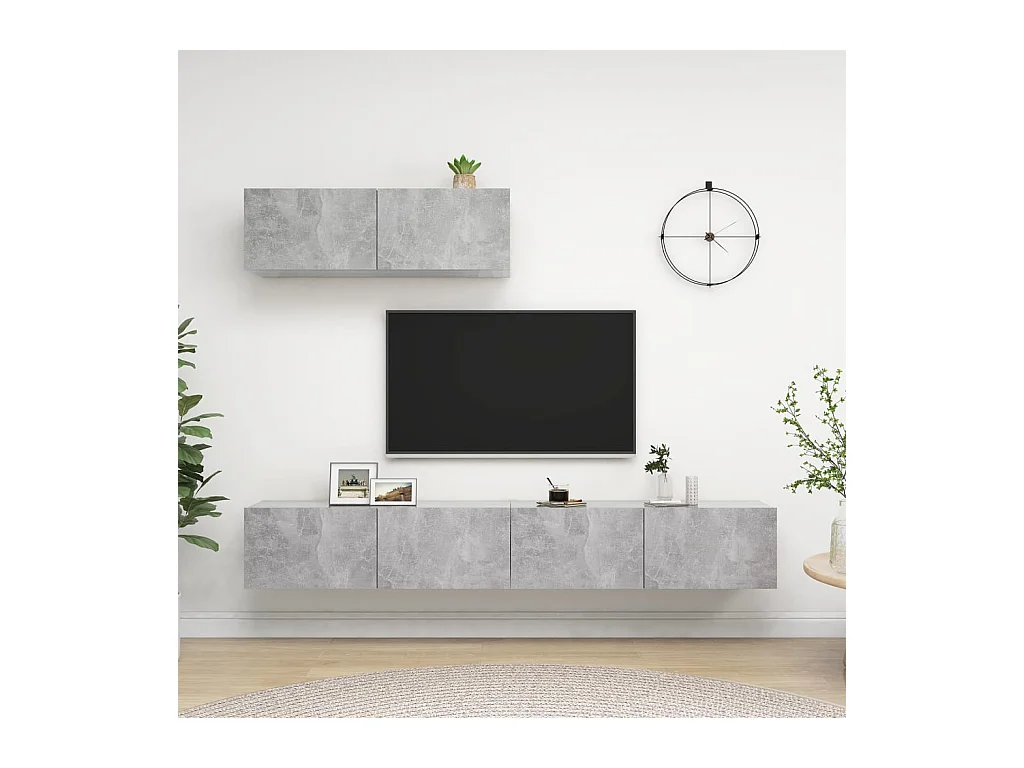 Olivia  Meubles TV 3 pcs Gris béton Bois d'ingénierie