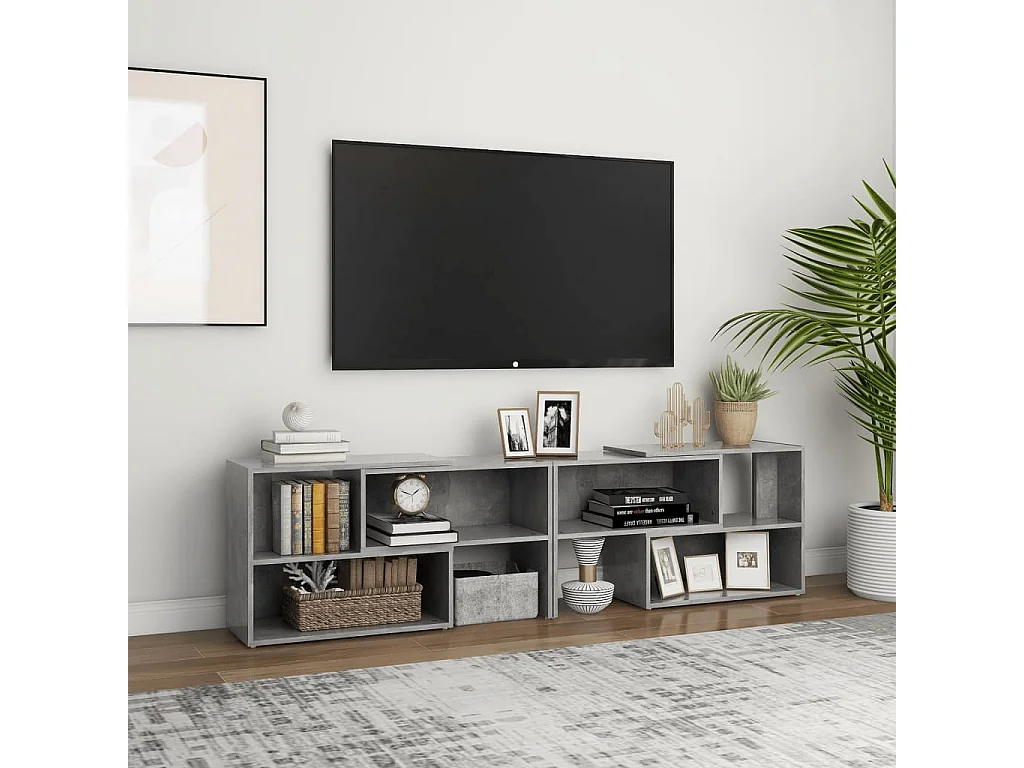 Dalia  Meuble TV Gris béton 149x30x52 cm Bois d'ingénierie