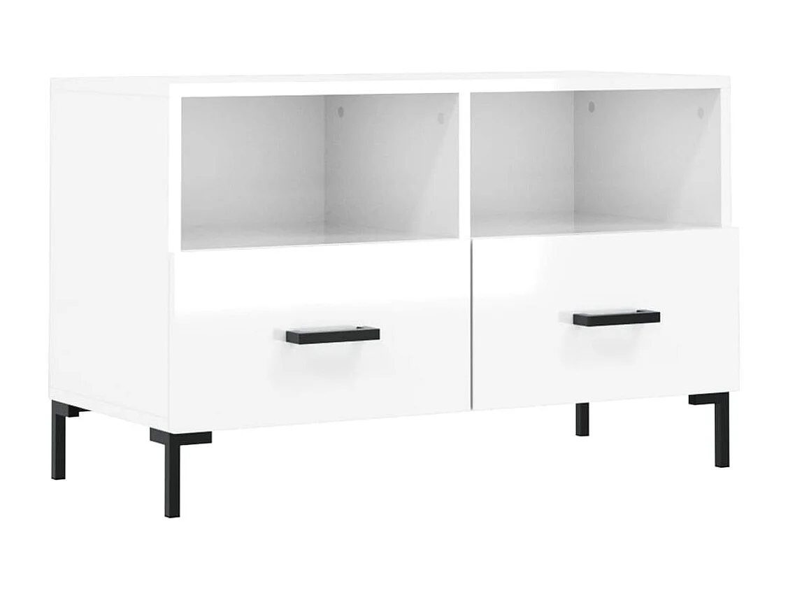 Hirlen  Meuble TV Blanc brillant 80x36x50 cm Bois d'ingénierie