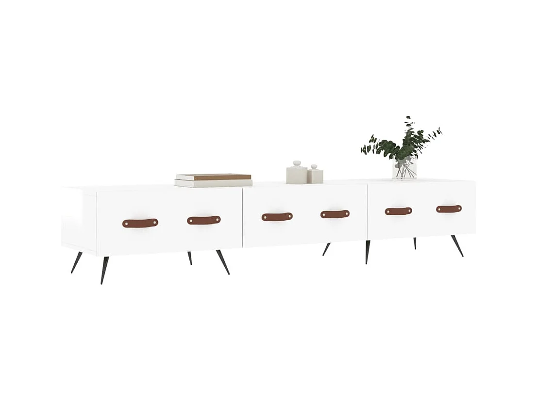 Tjorlin  Meuble TV blanc brillant 150x36x30 cm bois d'ingénierie