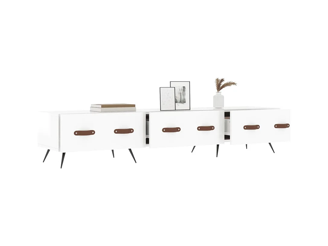 Tjorlin  Meuble TV blanc brillant 150x36x30 cm bois d'ingénierie