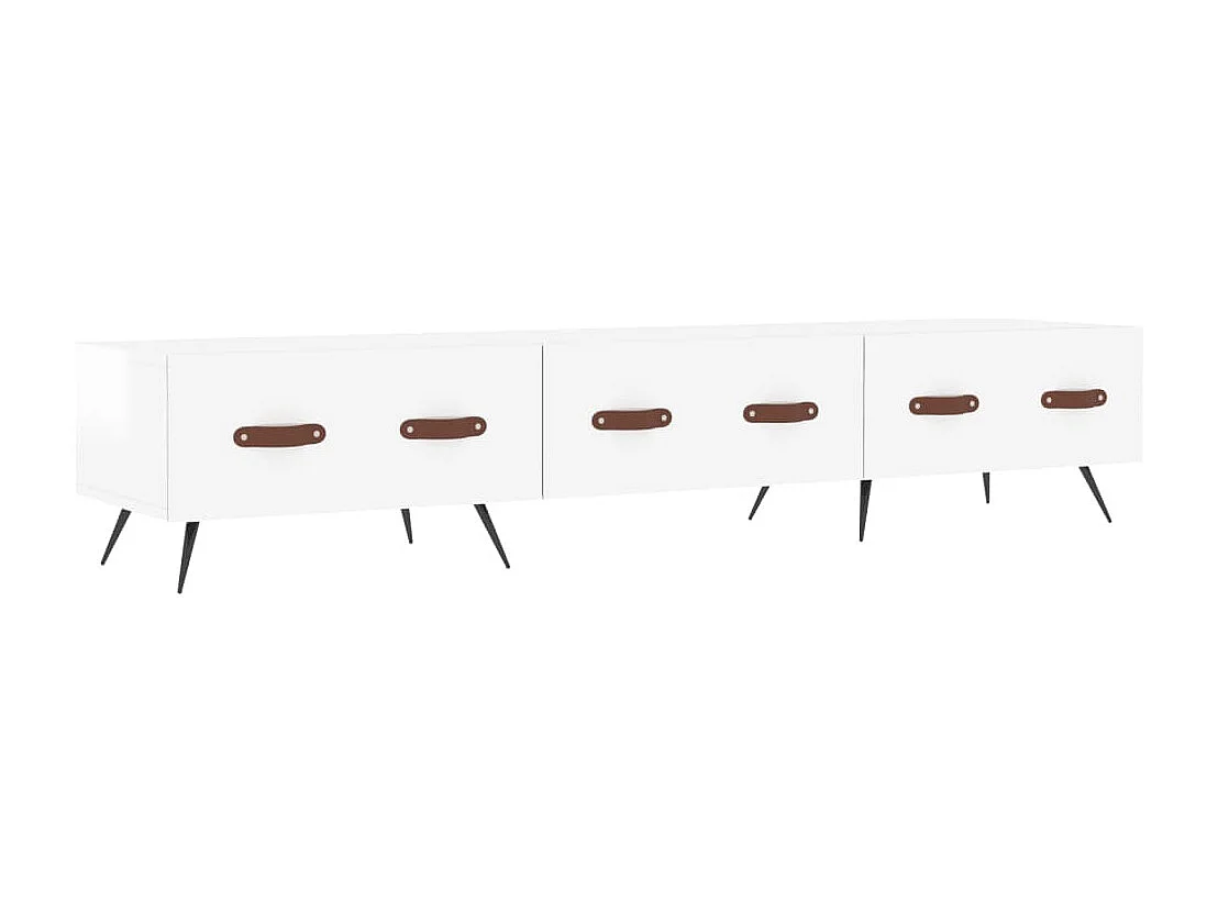 Tjorlin  Meuble TV blanc brillant 150x36x30 cm bois d'ingénierie