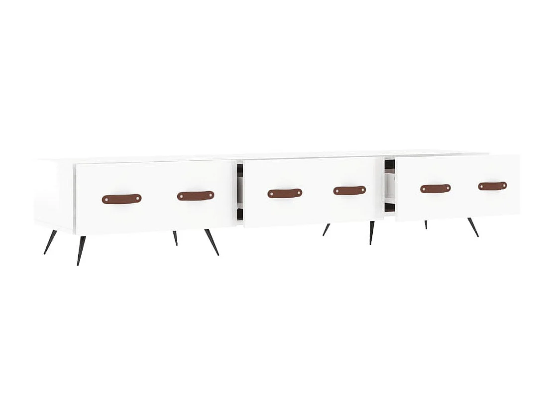 Tjorlin  Meuble TV blanc brillant 150x36x30 cm bois d'ingénierie
