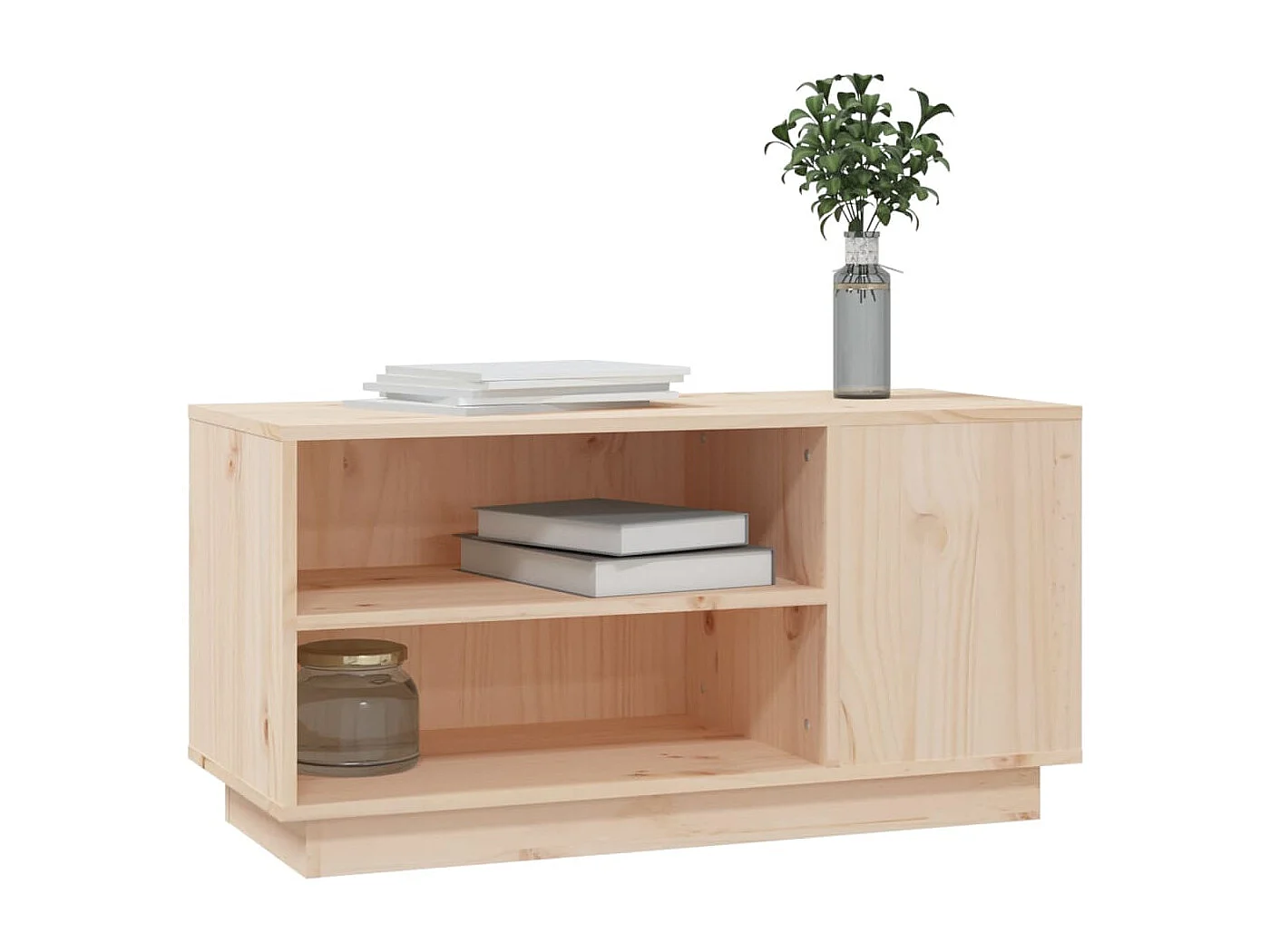 Harry Dean  Mueble de TV de madera maciza de pino 80x35x40,5 cm