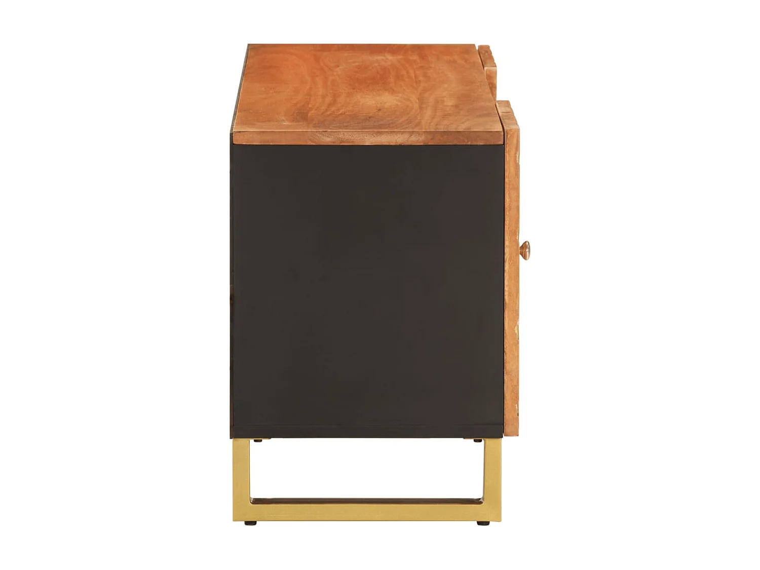 Garden Furniture -  Mueble de TV madera maciza mango marrón y negro 105x33,5x46 cm