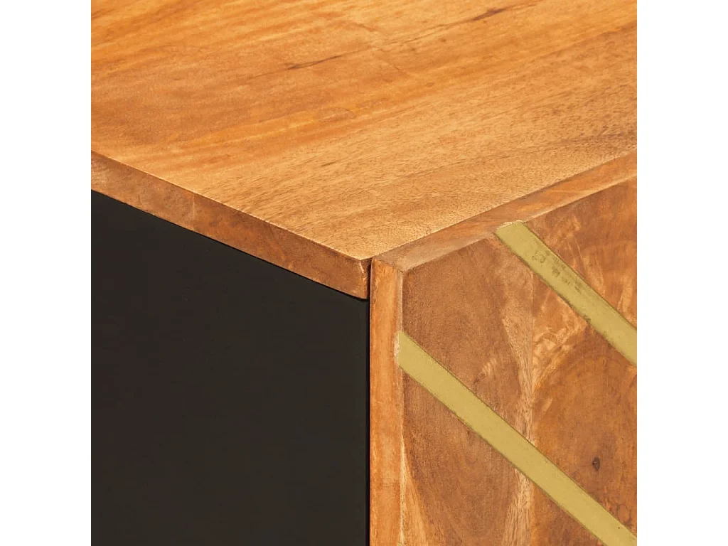 Garden Furniture -  Mueble de TV madera maciza mango marrón y negro 105x33,5x46 cm