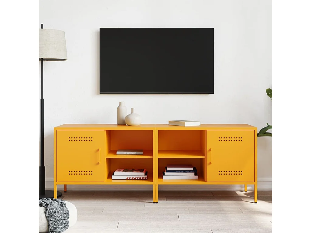 Neris  Meubles TV 2 pcs jaune moutarde 68x39x50,5 cm acier