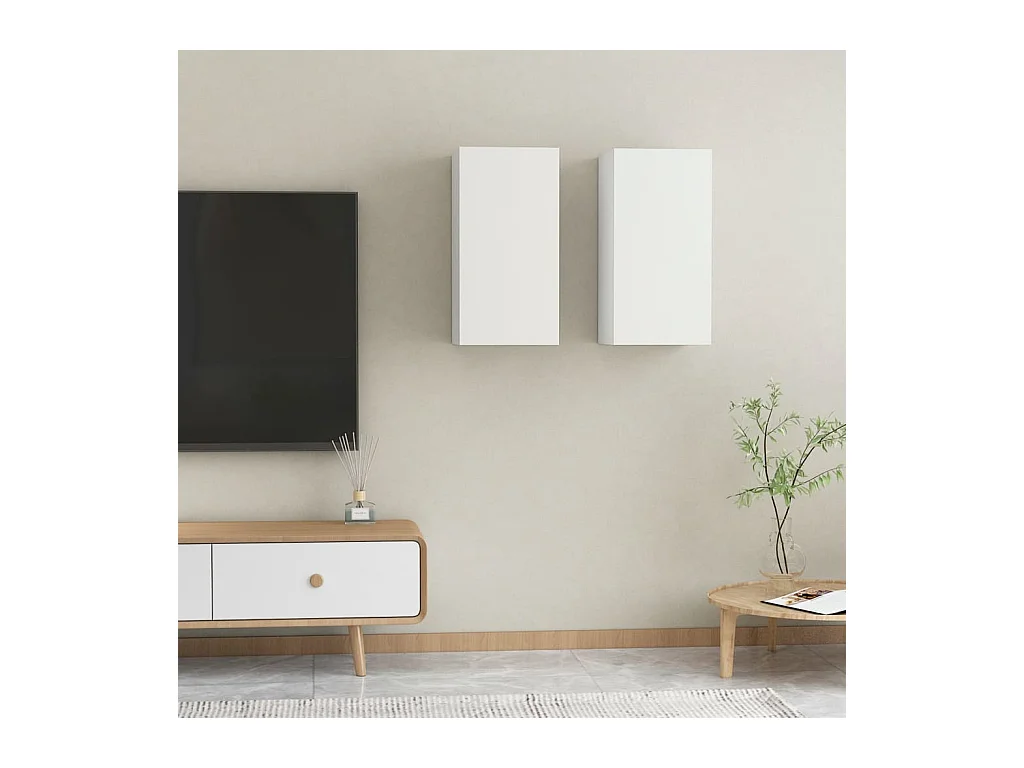 Hoeselt  Meubles TV 2 pcs Blanc 30,5x30x60 cm Bois d’ingénierie
