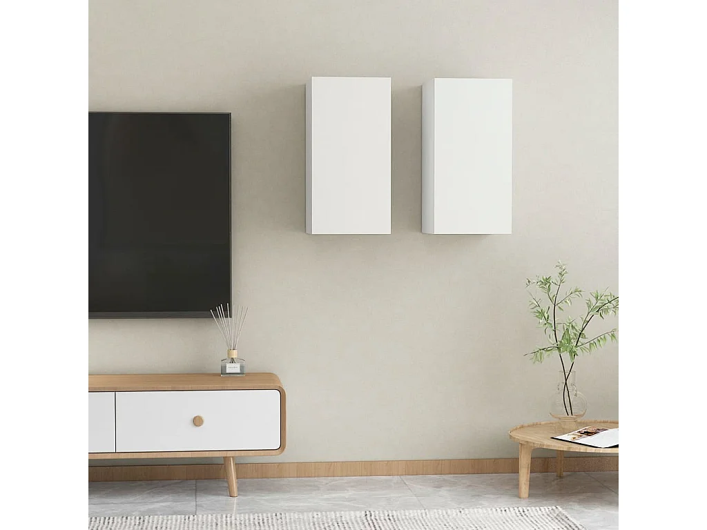 Hoeselt  Muebles para TV 2 uds madera contrachapada blanco 30,5x30x60 cm