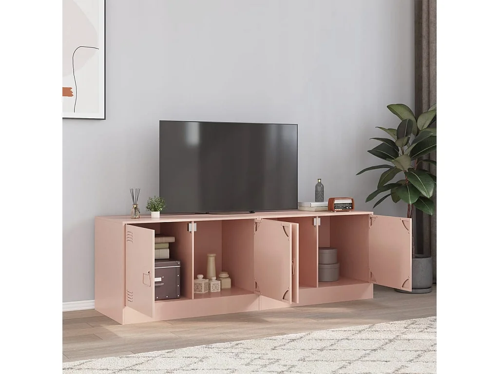 Castlerea  Muebles para TV 2 unidades acero rosa 67x39x44 cm