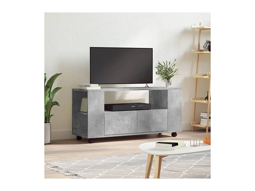 Elli  Meuble TV gris béton 102x34,5x43 cm bois d'ingénierie