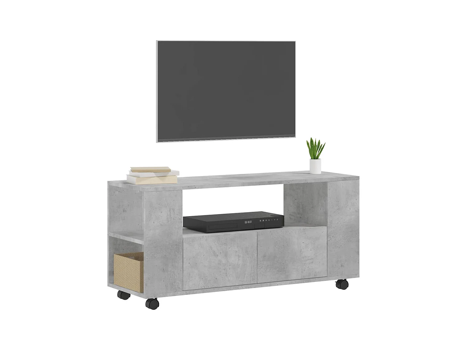 Elli  Meuble TV gris béton 102x34,5x43 cm bois d'ingénierie