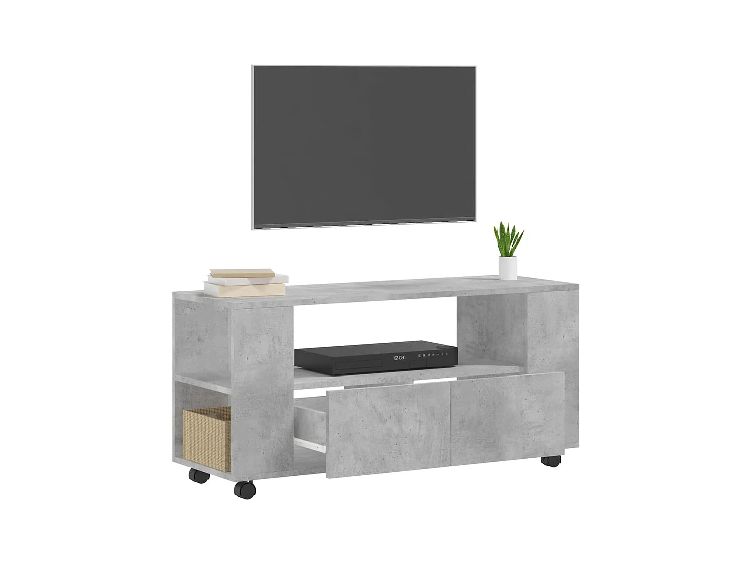Elli  Meuble TV gris béton 102x34,5x43 cm bois d'ingénierie
