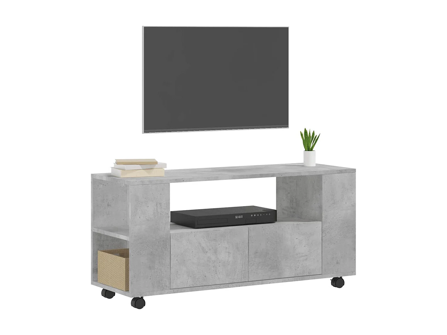 Elli  Meuble TV gris béton 102x34,5x43 cm bois d'ingénierie