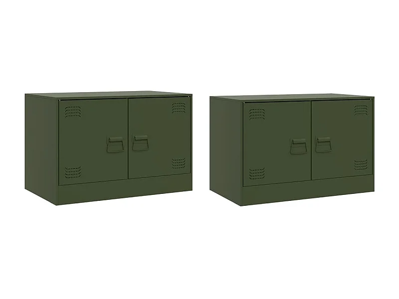 Castlerea  Meubles TV 2 pcs vert olive 67x39x44 cm acier
