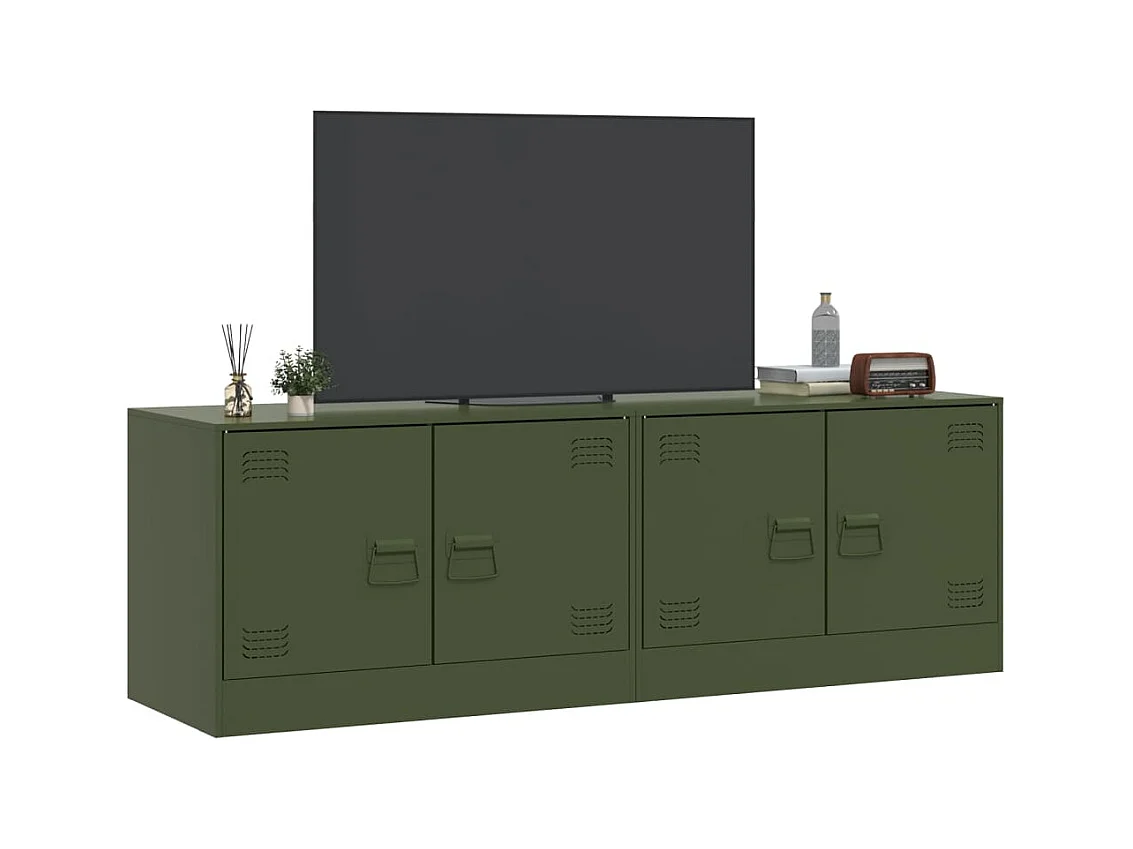 Castlerea  Meubles TV 2 pcs vert olive 67x39x44 cm acier