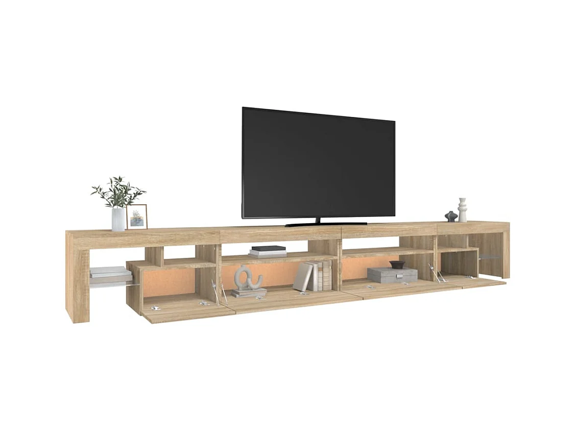 Tahlequah  Mueble de TV con luces LED color roble Sonoma 290x36,5x40 cm