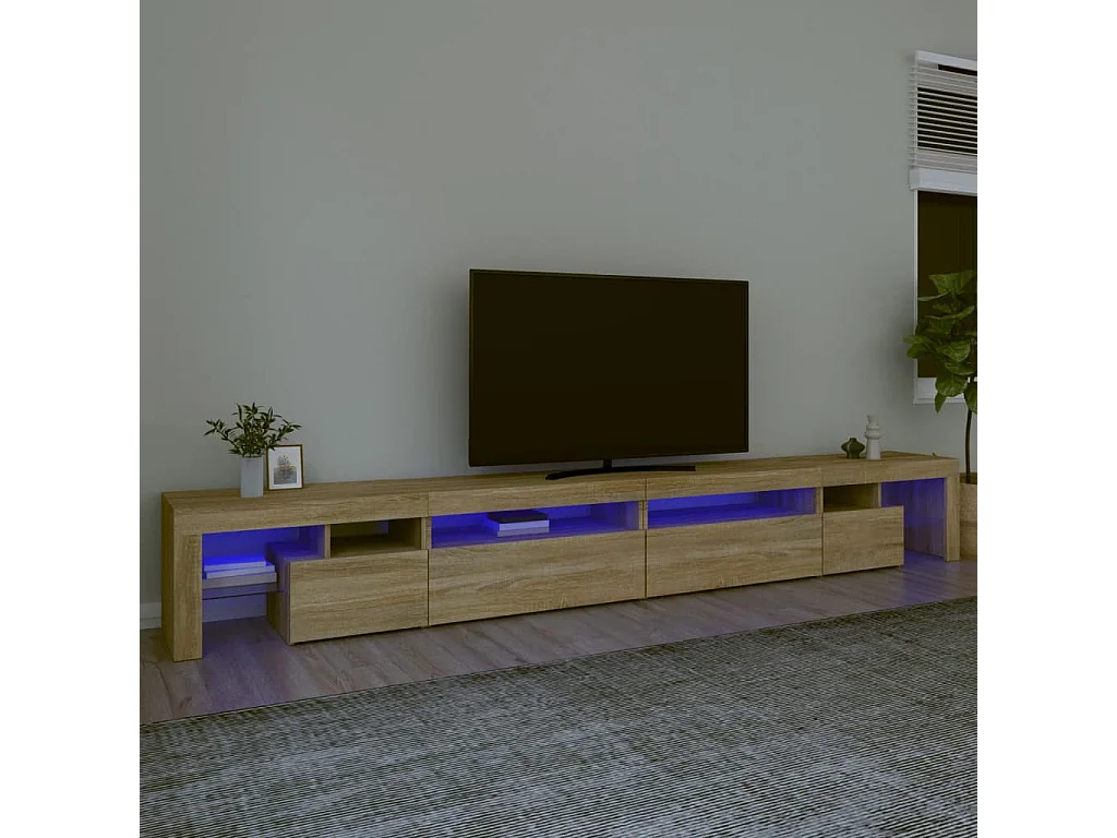 Tahlequah  Mueble de TV con luces LED color roble Sonoma 290x36,5x40 cm