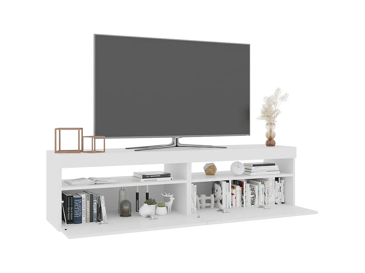 Ilion  Tv-meubelen 2 st met LED-verlichting 75x35x40 cm wit