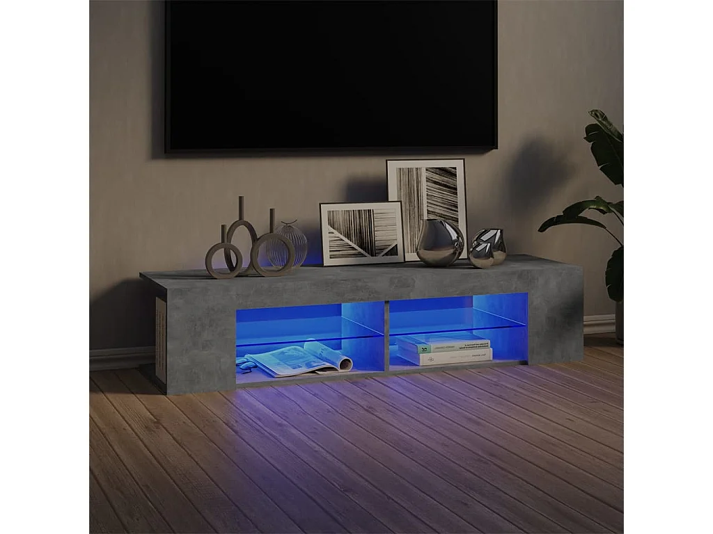 Henryetta  Meuble TV avec lumières LED gris béton 135x39x30 cm