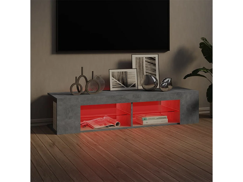 Henryetta  Meuble TV avec lumières LED gris béton 135x39x30 cm