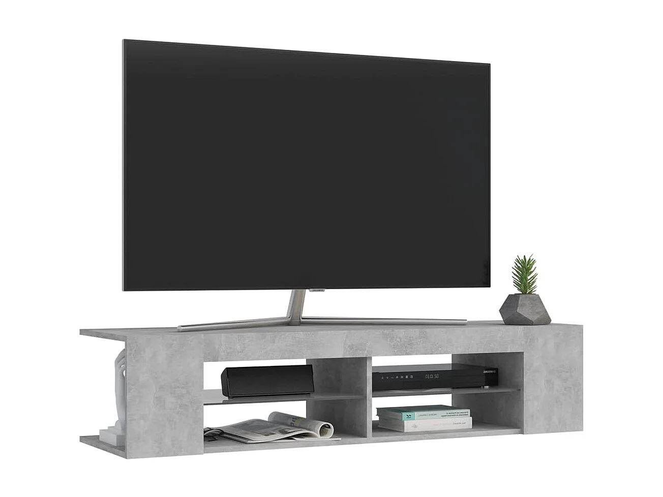 Henryetta  Meuble TV avec lumières LED gris béton 135x39x30 cm