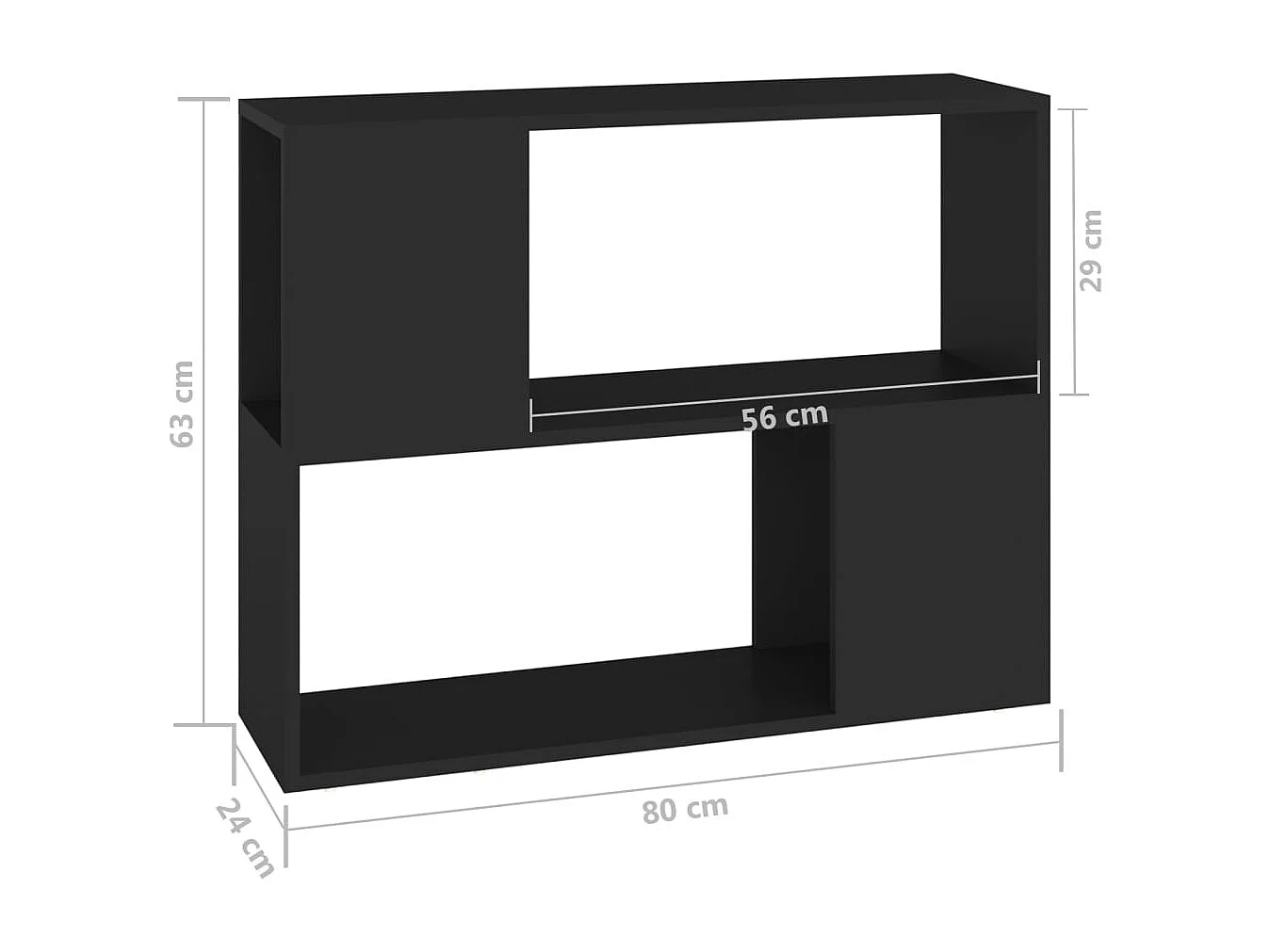 Norman  Meuble TV Noir 80x24x63 cm Bois d'ingénierie