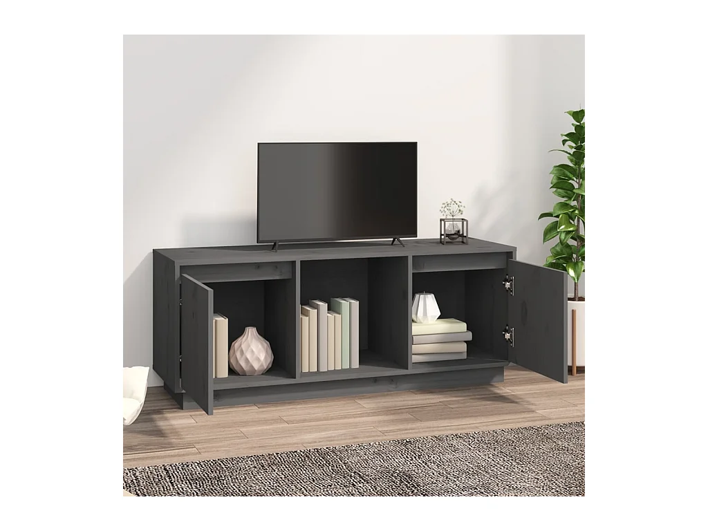 Eldir  Meuble TV Gris 110,5x35x44 cm Bois de pin massif