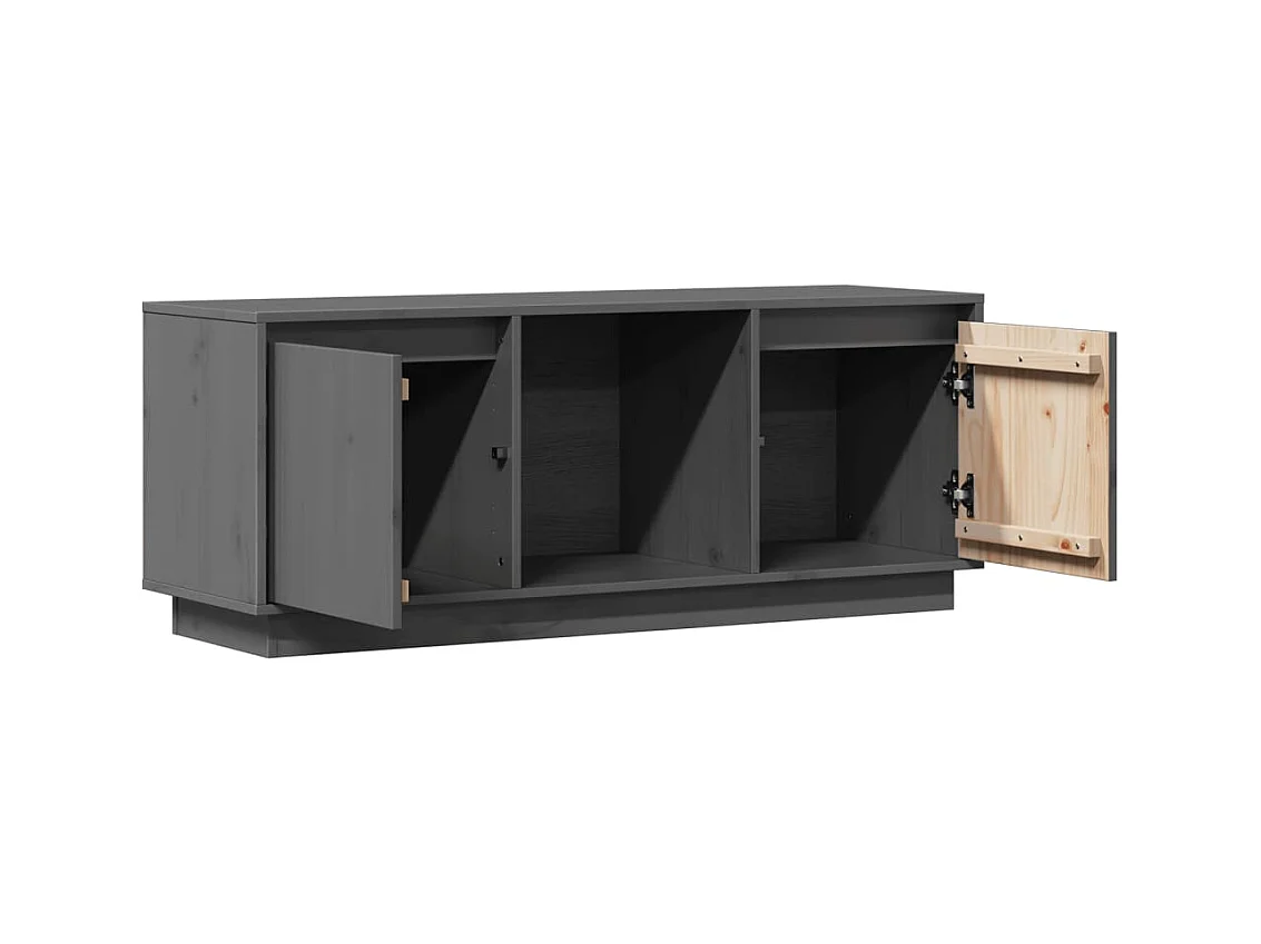 Eldir  Mueble para TV de madera maciza de pino gris 110,5x35x44 cm
