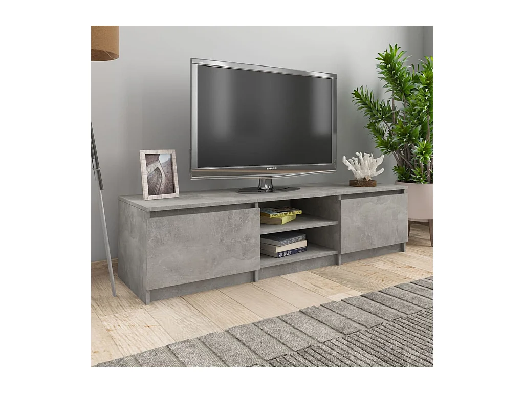 Kingman  Meuble TV Gris béton 140x40x35,5 cm Bois d'ingénierie