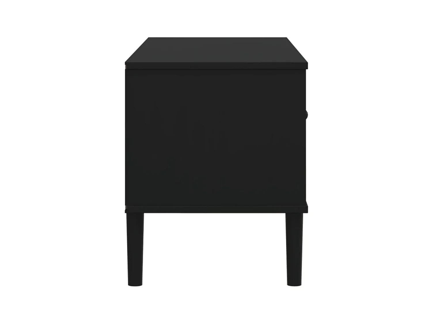 Jere  Meuble TV SENJA aspect rotin noir 106x40x49cm bois massif pin