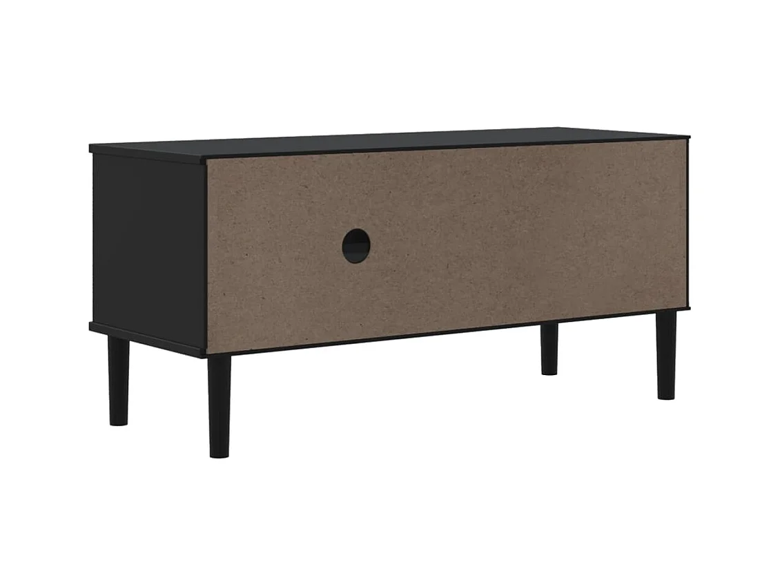 Jere  Mueble de TV SENJA aspecto ratán madera pino negro 106x40x49 cm