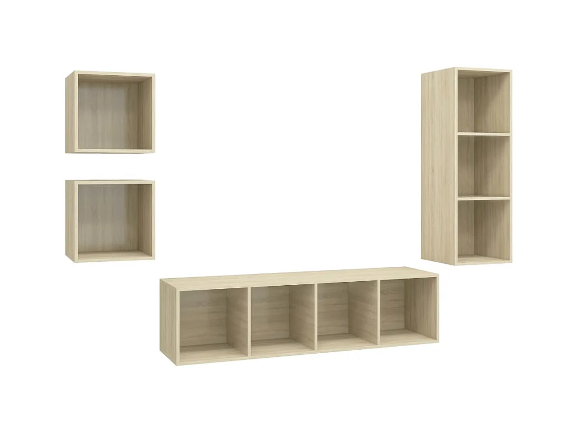 Qendral  Ensemble de meubles TV 4 pcs Chêne sonoma Bois d'ingénierie