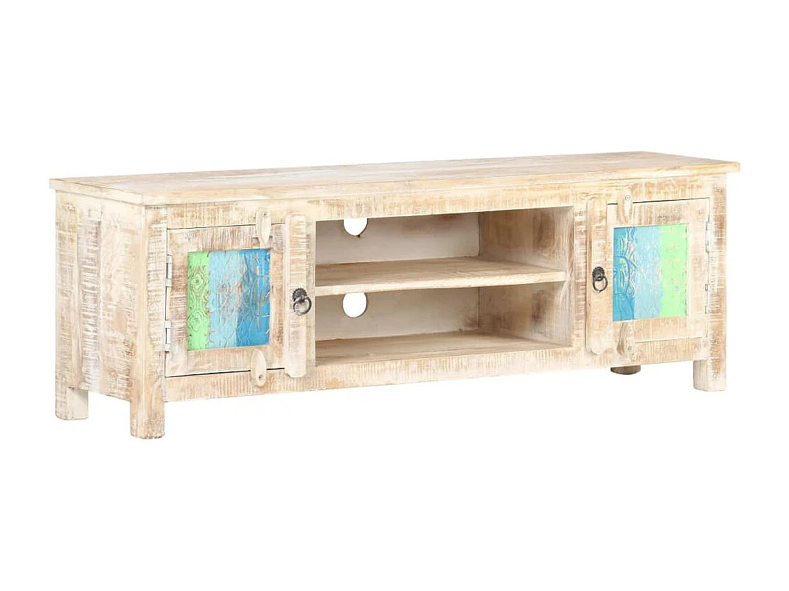 Philippe-Léon  Mueble para TV de madera maciza de acacia rugosa 120x30x40 cm