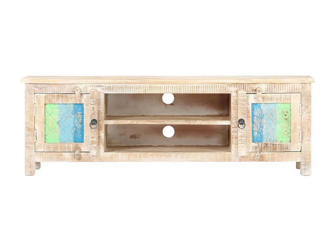 Philippe-Léon  Mueble para TV de madera maciza de acacia rugosa 120x30x40 cm