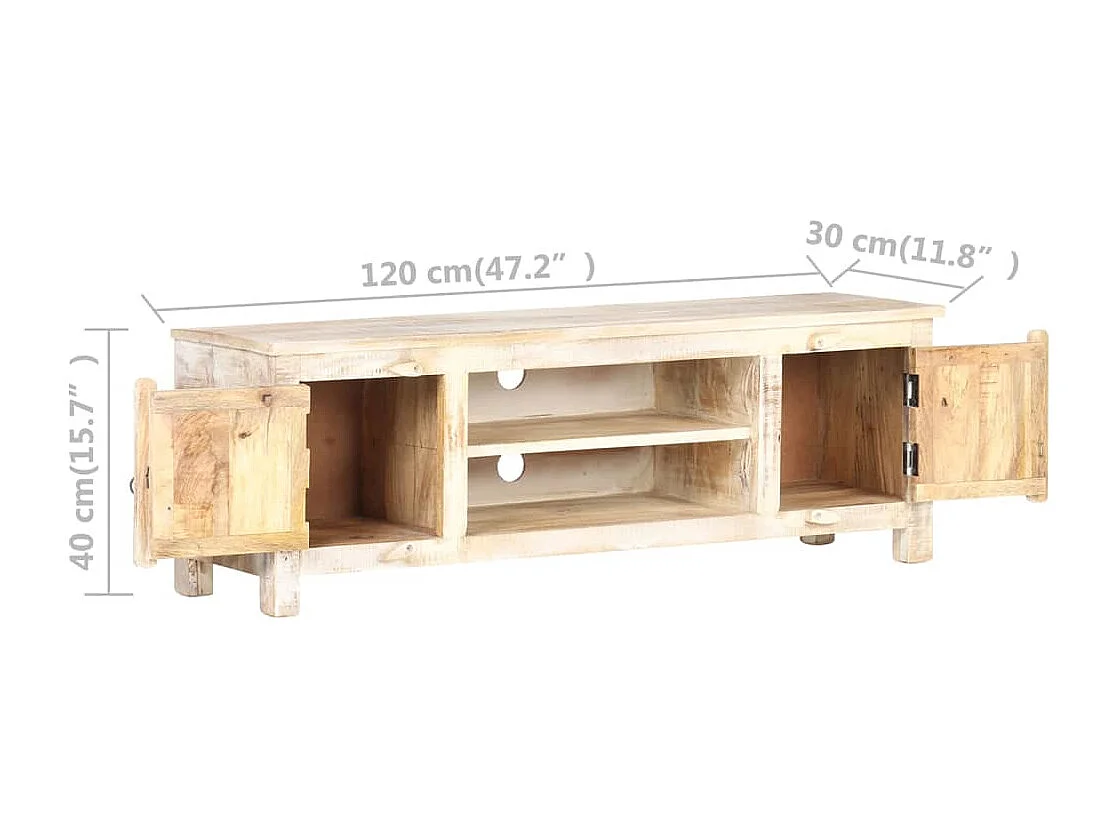 Philippe-Léon  Mueble para TV de madera maciza de acacia rugosa 120x30x40 cm