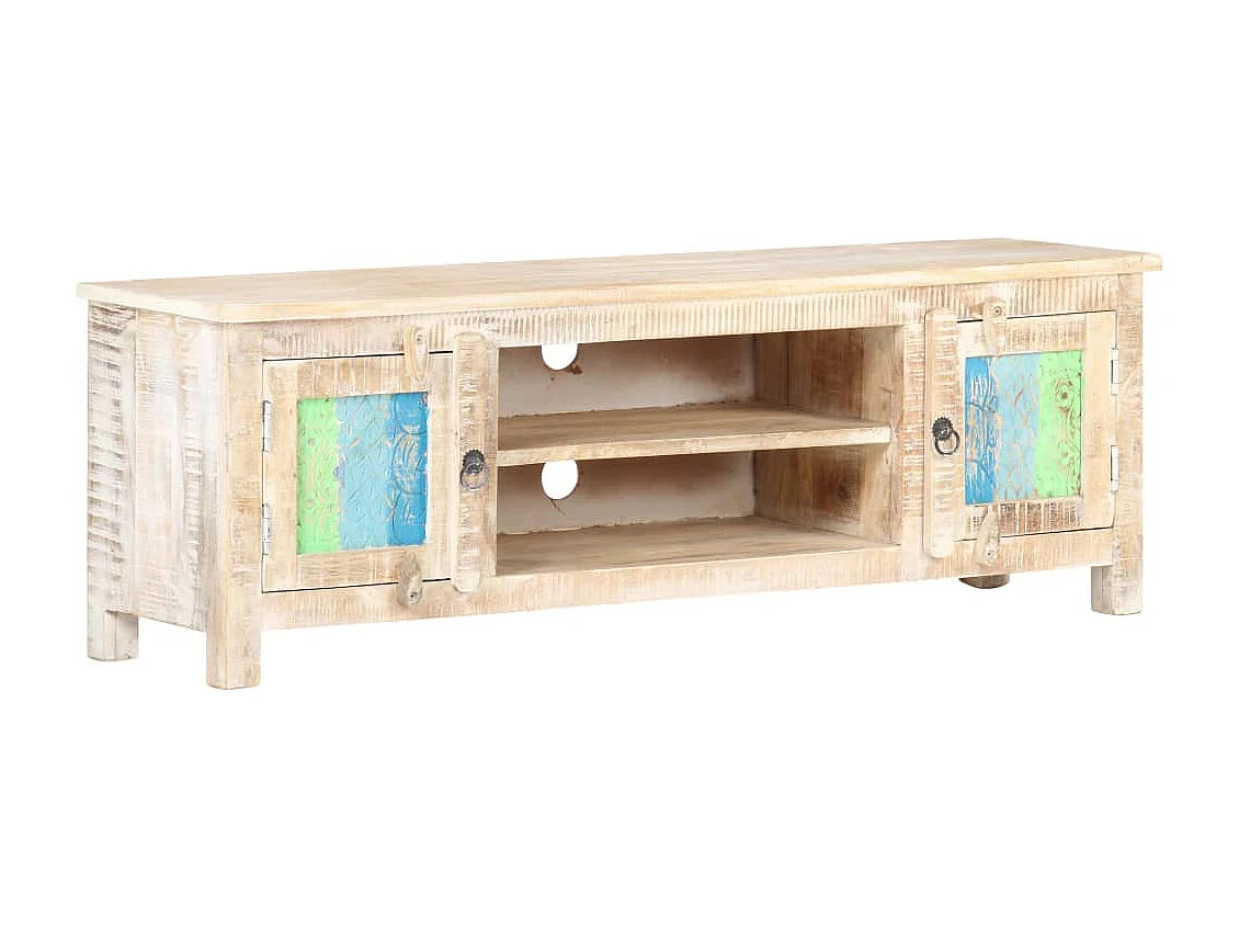 Philippe-Léon  Mueble para TV de madera maciza de acacia rugosa 120x30x40 cm