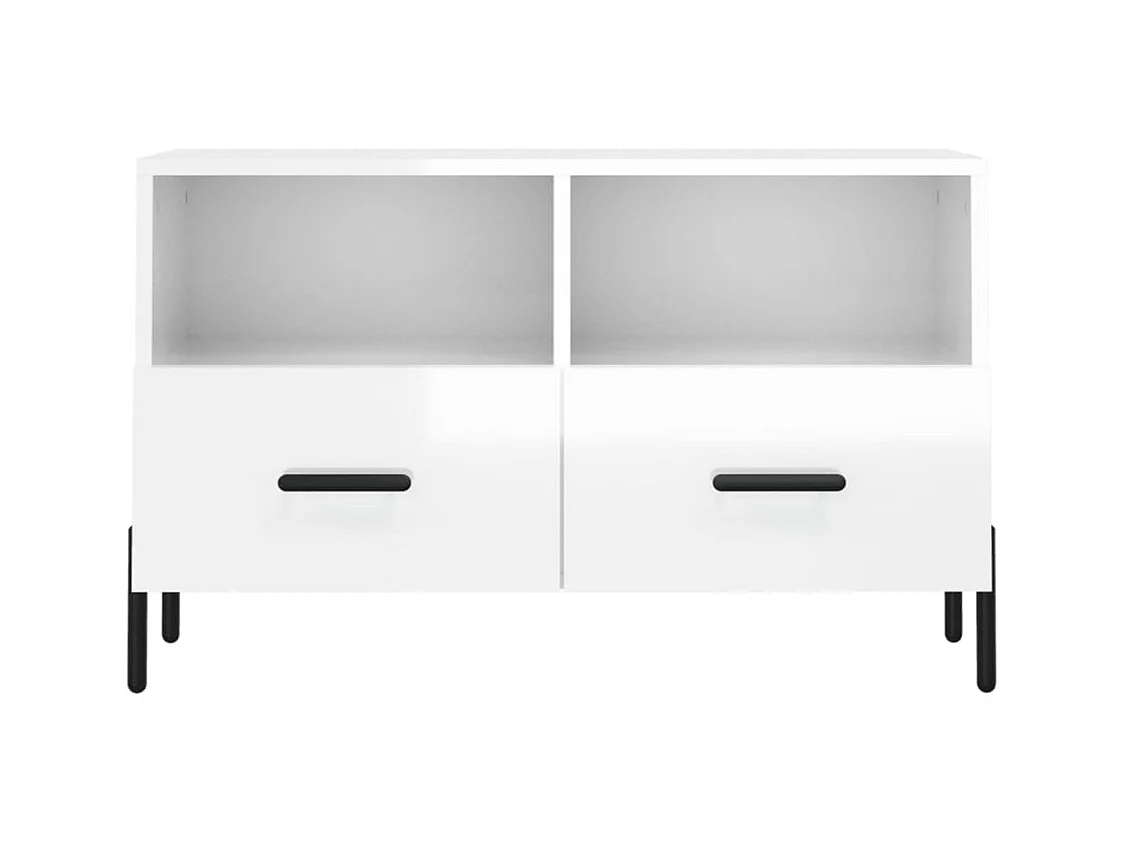 Erasmo  Meuble TV Blanc brillant 80x36x50 cm Bois d'ingénierie