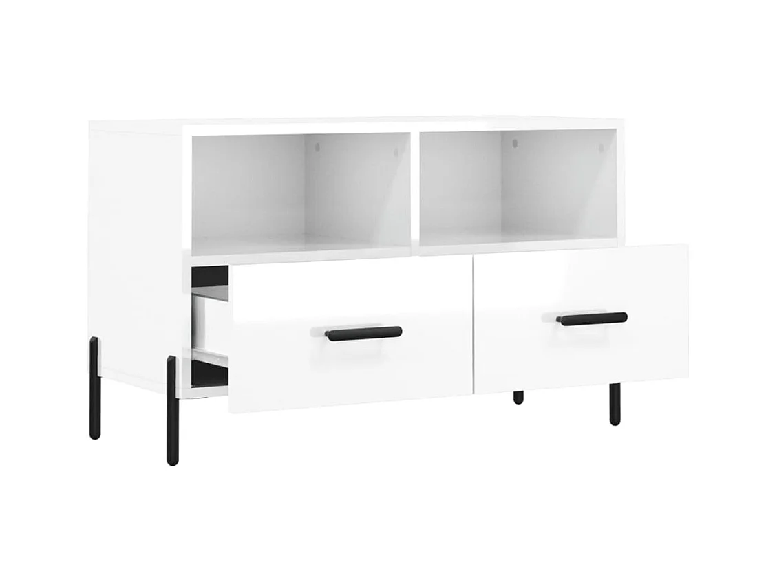 Erasmo  Meuble TV Blanc brillant 80x36x50 cm Bois d'ingénierie