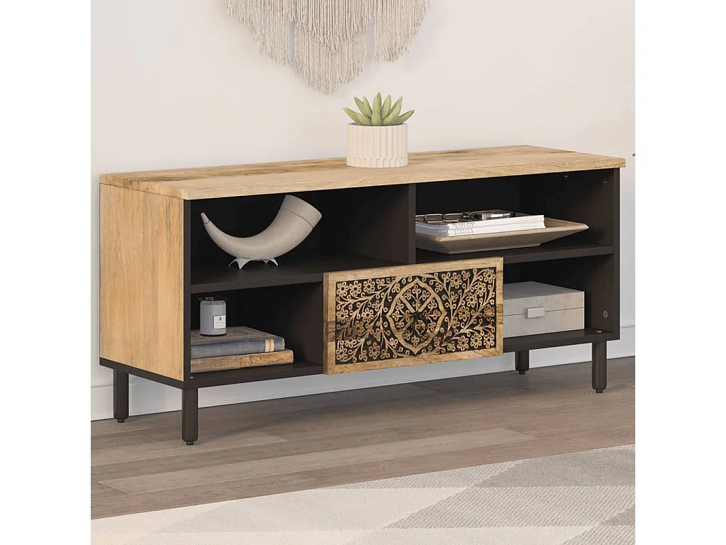 Garden Furniture -  Meuble TV 100x33x46 cm bois massif de manguier