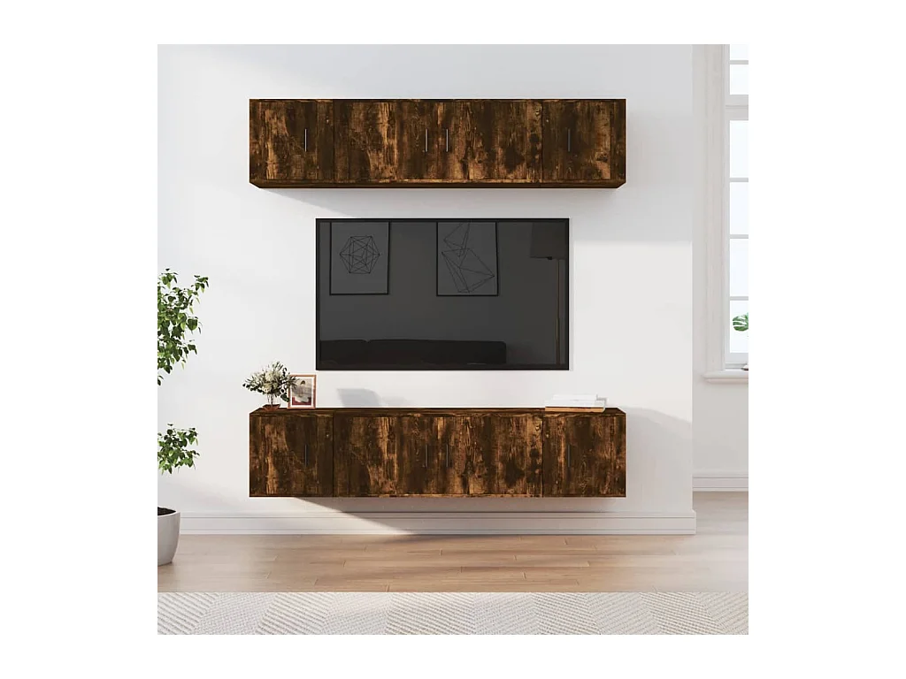 Las Cruces  Ensemble de meubles TV 6 pcs Chêne fumé Bois d'ingénierie