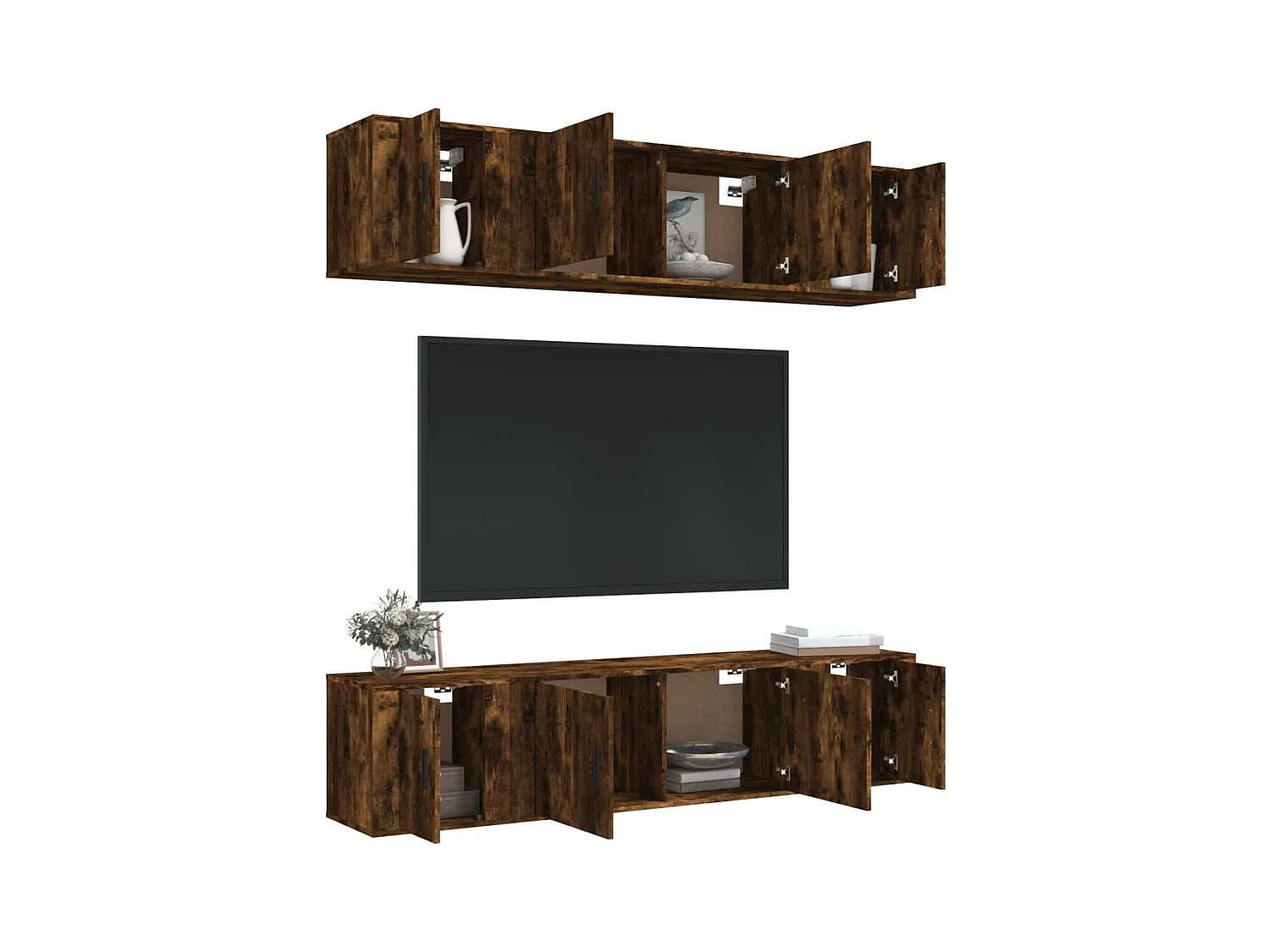 Las Cruces  Ensemble de meubles TV 6 pcs Chêne fumé Bois d'ingénierie