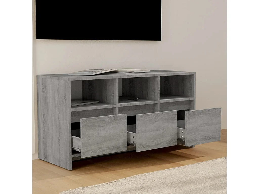 Skorva  Meuble TV Sonoma gris 102x37,5x52,5 cm Bois d'ingénierie