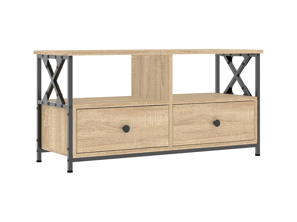 Sophie-Bernadette-Marie  Meuble TV chêne sonoma 90x33x45 cm bois d'ingénierie et fer