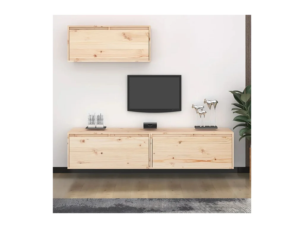 Palermo  Meubles TV 3 pcs Bois massif de pin