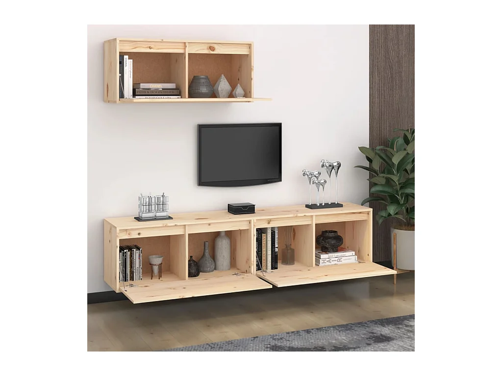 Palermo  Meubles TV 3 pcs Bois massif de pin