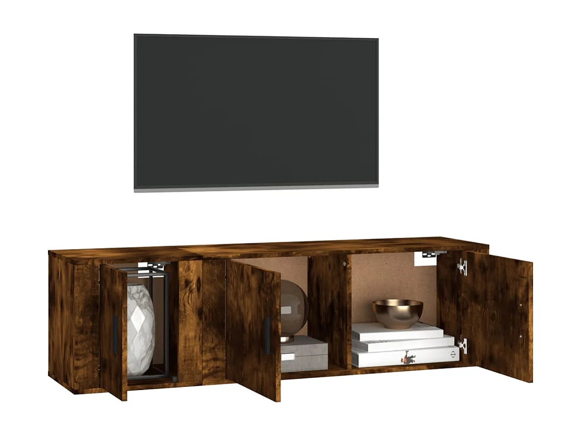 Pallir  Ensemble de meubles TV 2 pcs Chêne fumé Bois d'ingénierie