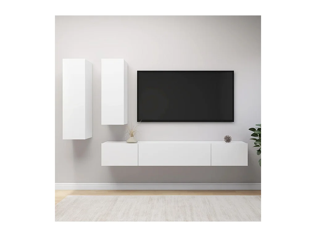 Maria  Ensemble de meuble TV 4 pcs Blanc Bois d'ingénierie