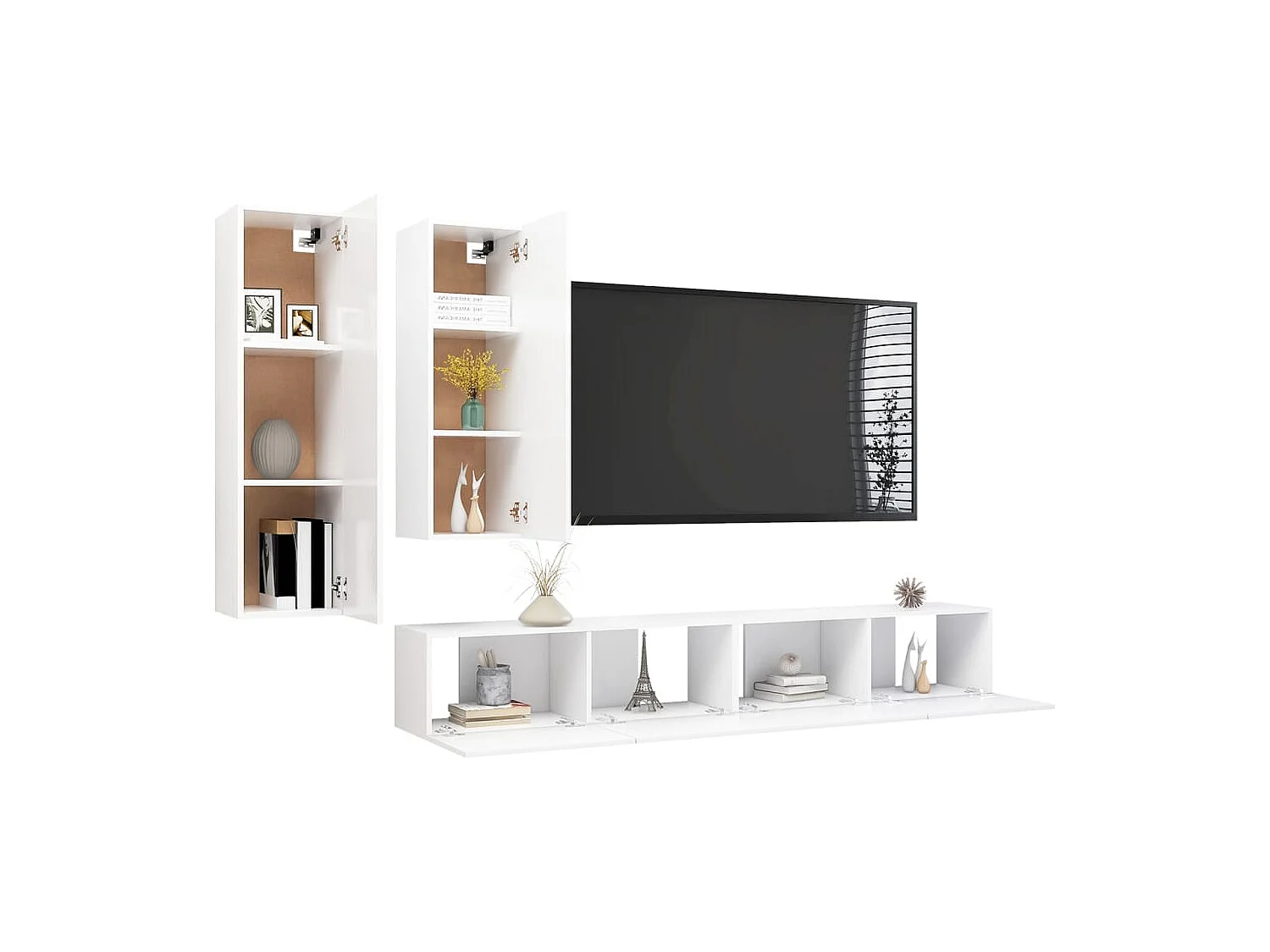 Maria  Ensemble de meuble TV 4 pcs Blanc Bois d'ingénierie